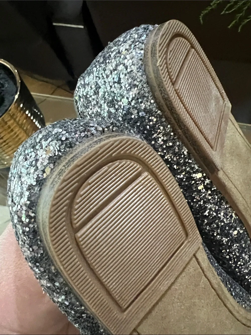GAP Black Glitter Ballet Flats with Bow